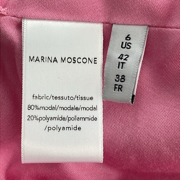 NWT Marina Moscone Twist Cape Top Geranium Pink Asymmetric Sculptural Sz 6 - Picture 7 of 10